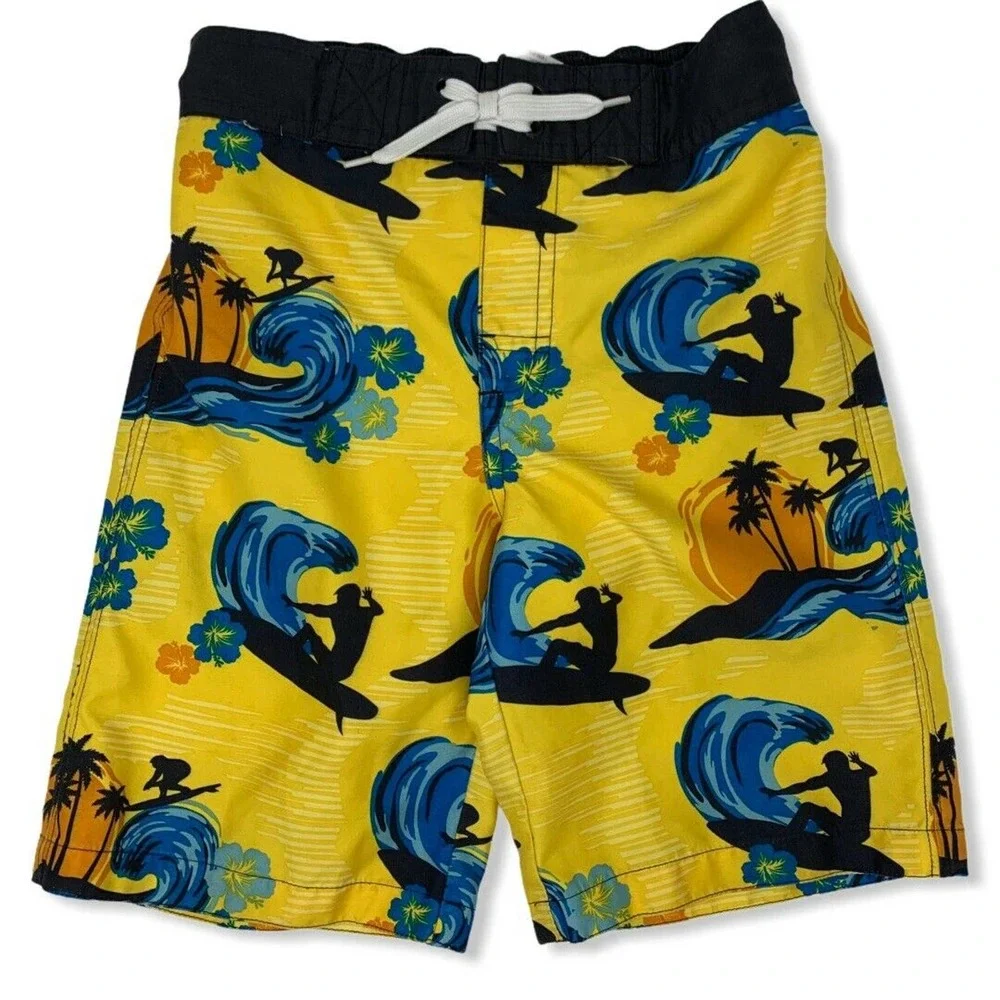 Gymboree‎ Yellow Surfer Theme Swim Trunks Size 5